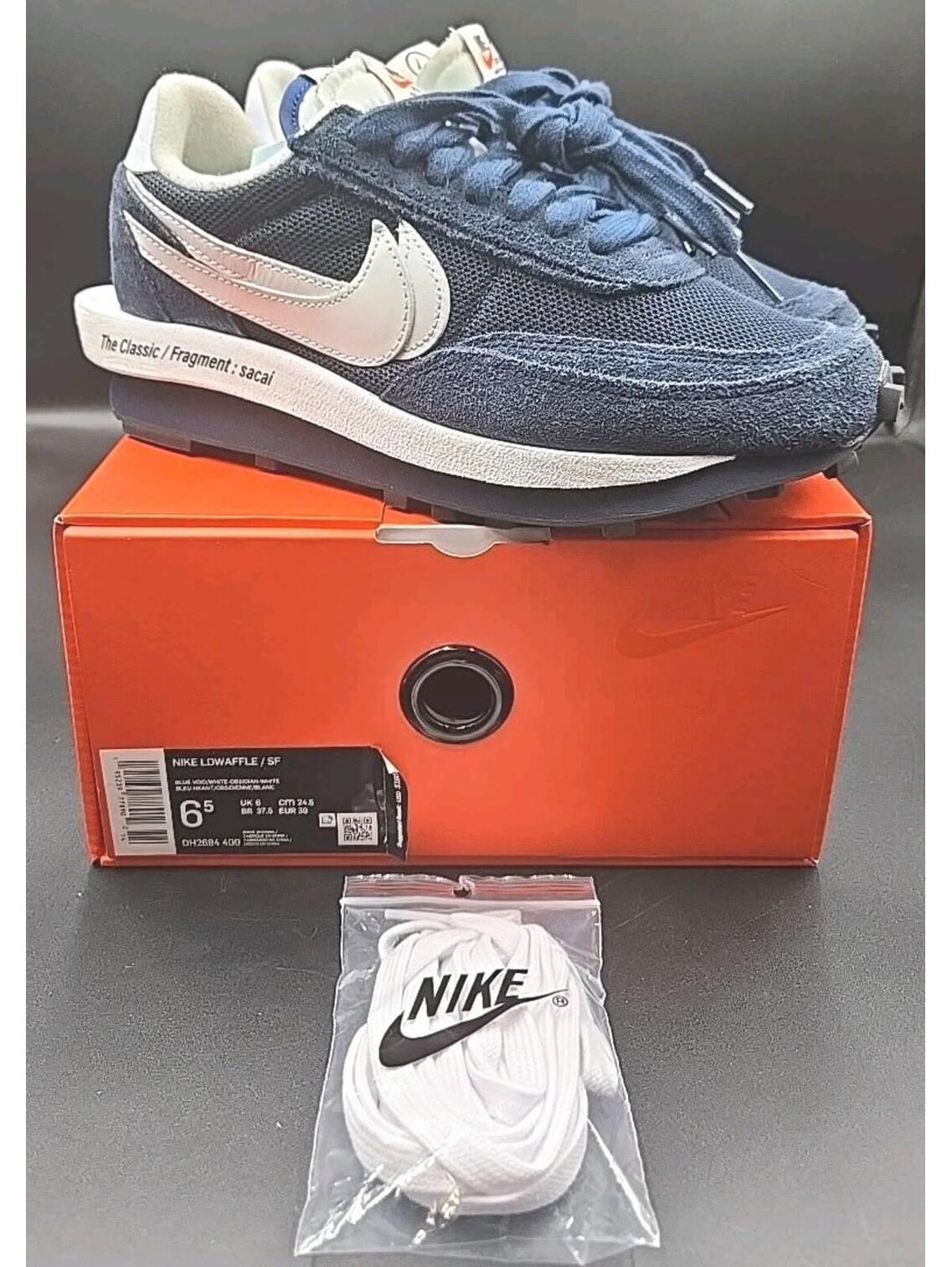 Nike Ldv Waffle X Fragment Design X Sacai Low Blackened Blue Men’s Size 6.5 Euc